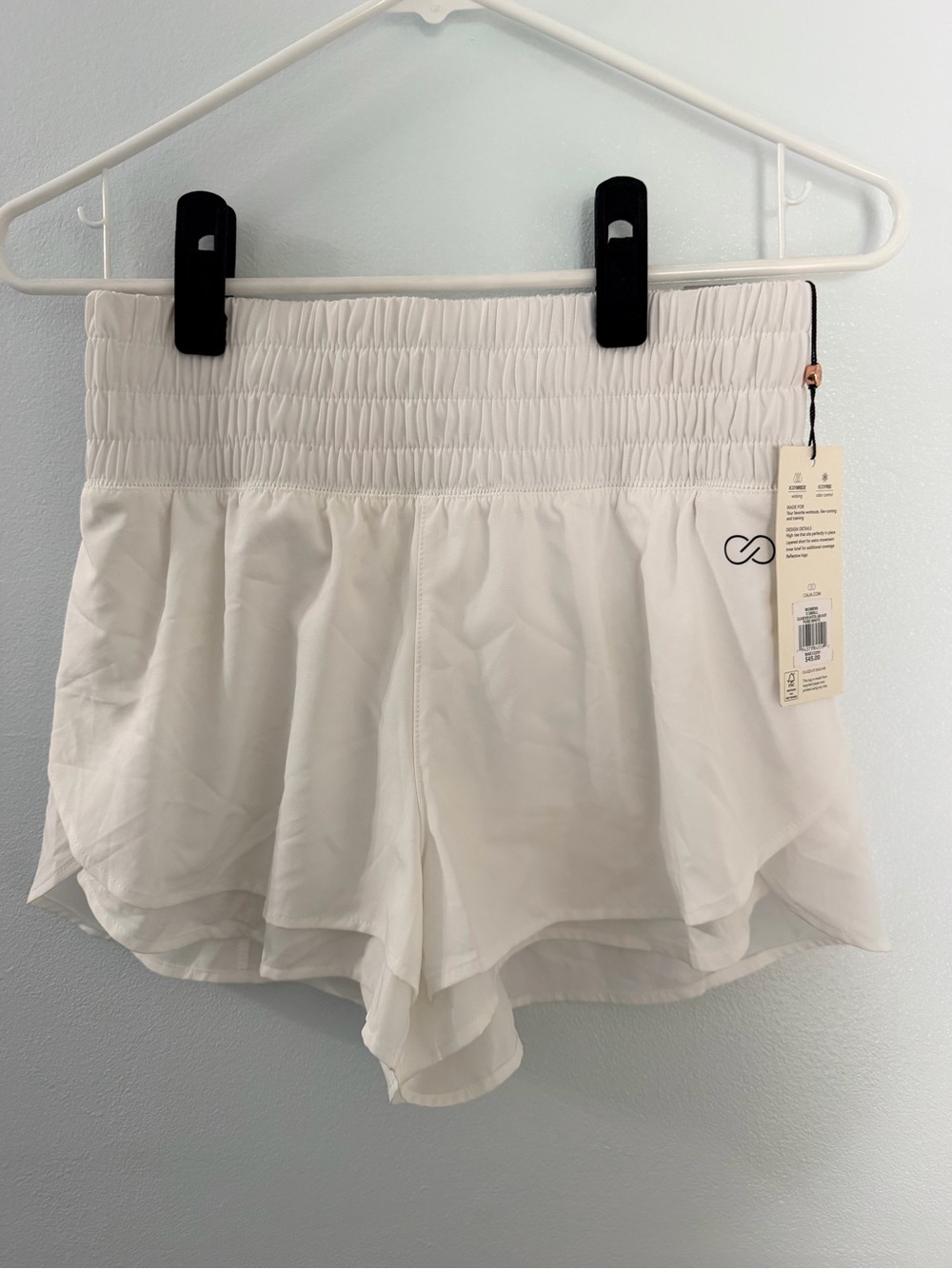 Calia Step Up High Rise Performance Shorts White NWT XS 3” Inseam